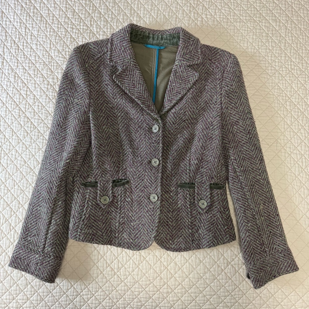 Etro Herringbone Tweed Cropped Blazer